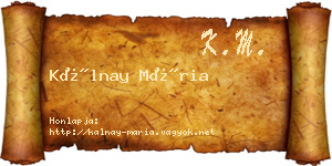 Kálnay Mária névjegykártya
